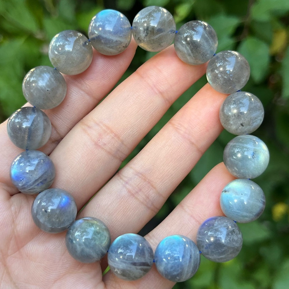 13mm‎ stretchable blue flashy labradorite bracelet